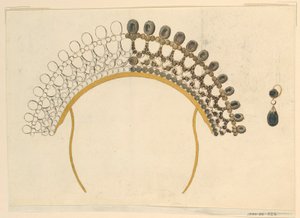 Dibujo, diseño para un peine y un pendiente, ca. 1815